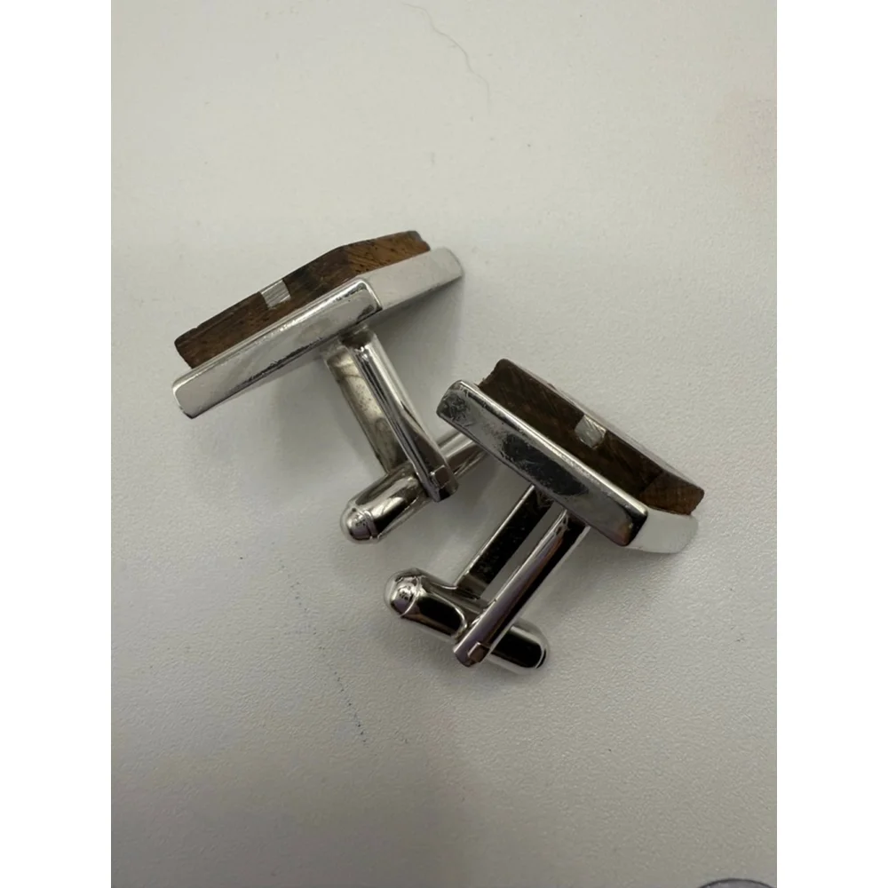 Men's Unbranded Silver & Brown Diamond Shape Cuff Links One Size